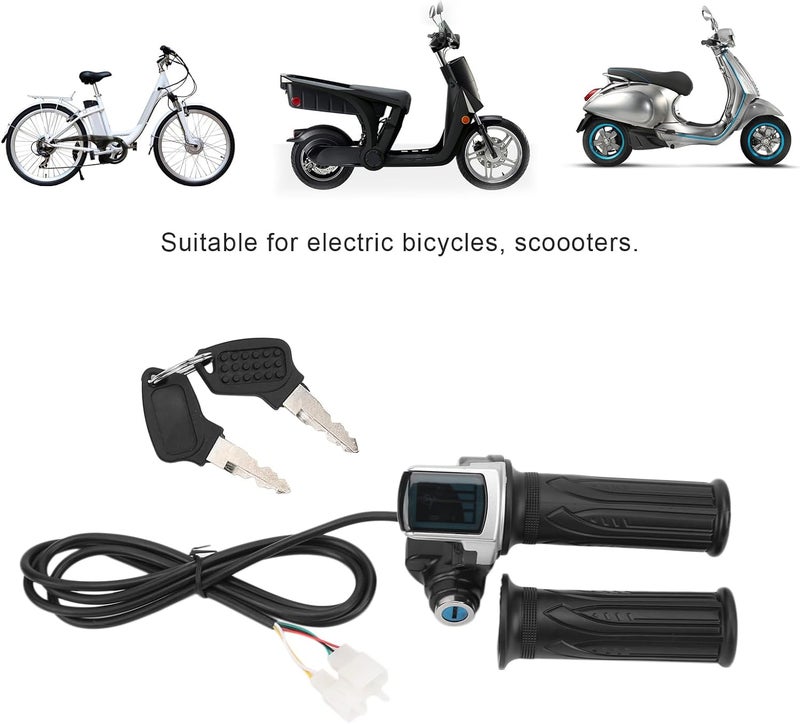 Espusta 48V Half Twist Throttle, Electric Bike Throttle with LED Display Grip Lock Key Set for Ebike Motorcycle Scooter - Image 2
